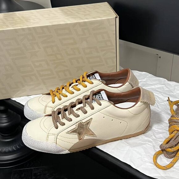 Golden Goose White and Gold Sneakers - Picture 7 of 9